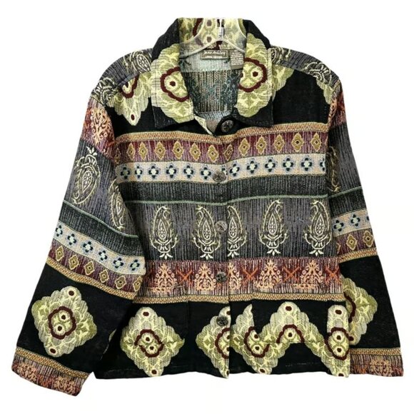 Jane Ashley XL Tapestry Jacket Cottagecore Cowgirl Southwest Button Western - Picture 1 of 3